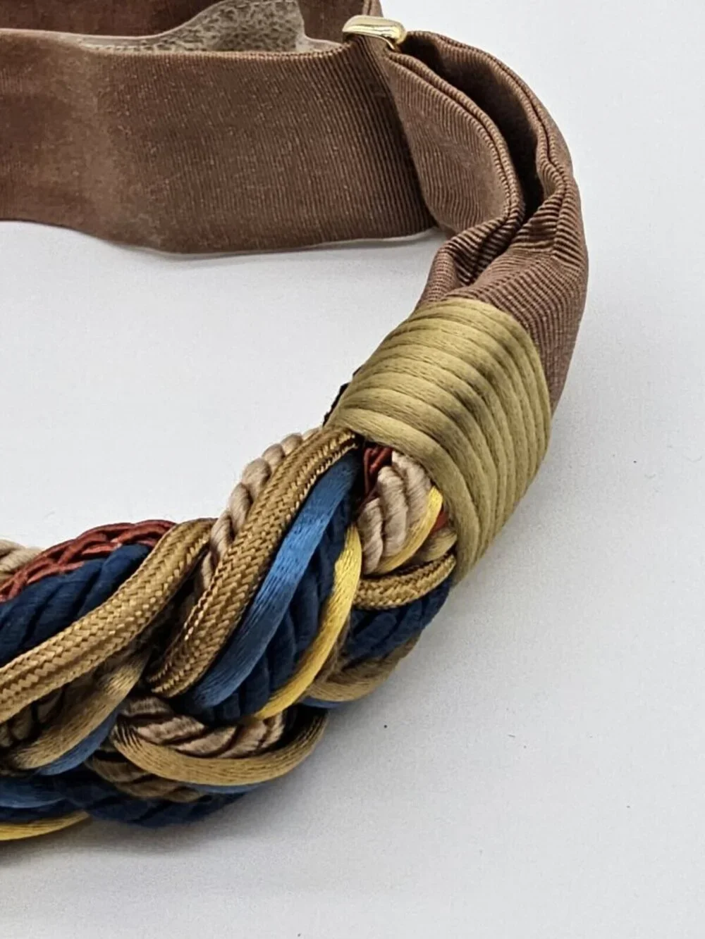 Carolyn Tanner Designs Inc Belt Brown Gold Braided Adjustable 80s Statement Belt